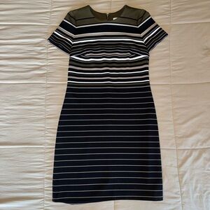 Calvin Klein Black and White Striped Mini Dress